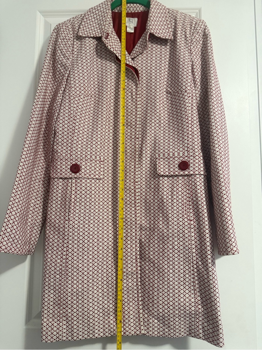 Apt. 9 Red and Cream Patterned Trench Coat